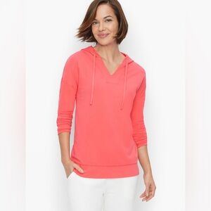 Talbots NWT Pink Cotton Fleece GARMENT DYED HOODED PULLOVER Sz 1X